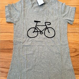 French Connection Bike Graphic Tee XS NWT Grey Short Sleeve